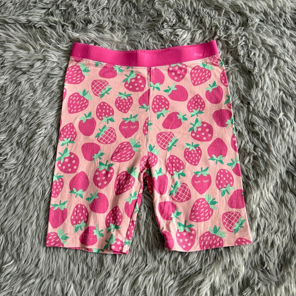Little Sleepies Bamboo Pajama Shorts Pink Strawberry Girls Youth 5/6